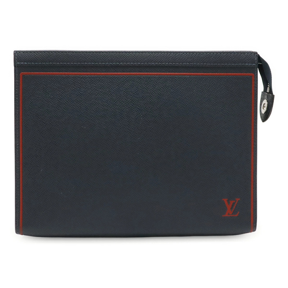 LOUIS VUITTON Taiga Pochette Voyage Shoulder Bag Marine Blue Navy Blue Red